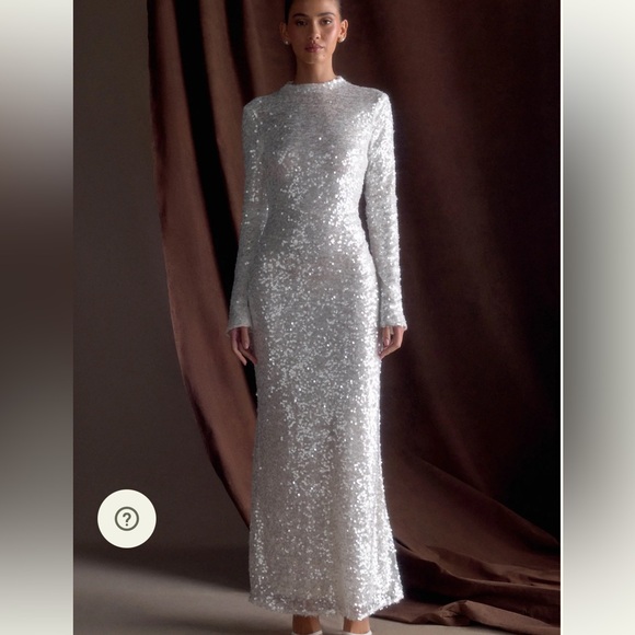 Meshki Silver Long Sleeve Sequin Dress - Picture 2 of 4